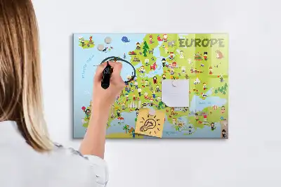 Magnetic marker board world map with flags