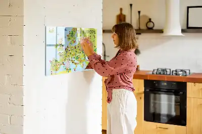 Magnetic marker board world map with flags