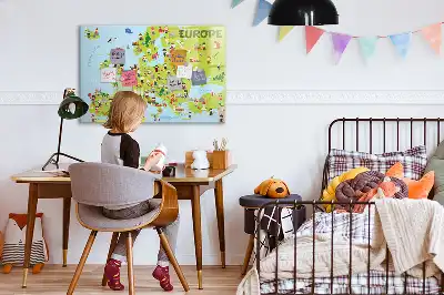 Magnetic marker board world map with flags
