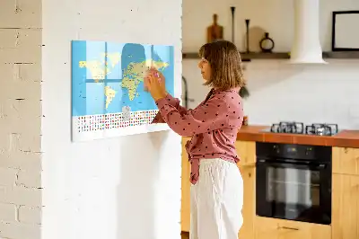 Magnetic marker board classic world map design