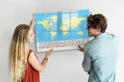 Magnetic marker board classic world map design
