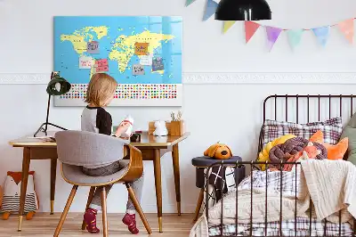 Magnetic marker board classic world map design