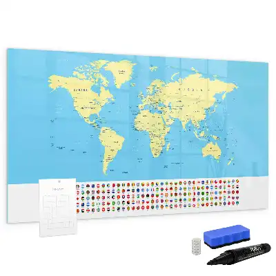 Magnetic marker board classic world map design