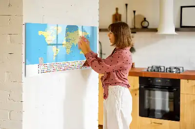Magnetic marker board classic world map design