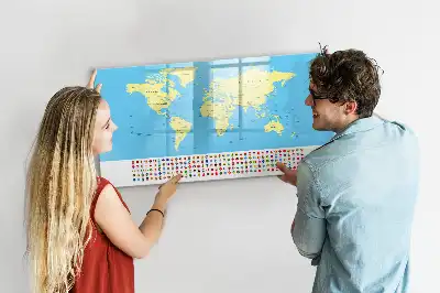 Magnetic marker board classic world map design