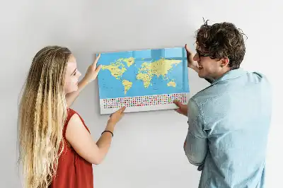 Magnetic marker board classic world map design