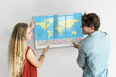 Magnetic marker board classic world map design