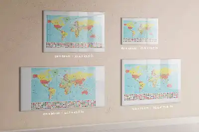 Magnetic glass dry erase board with magnetic world map design