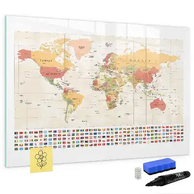 Magnetic marker board world map design