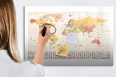 Magnetic marker board world map design