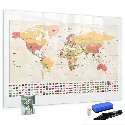 Magnetic marker board world map design
