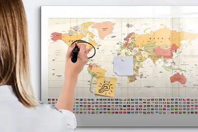 Magnetic marker board world map design
