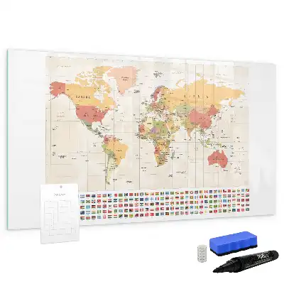 Magnetic marker board world map design