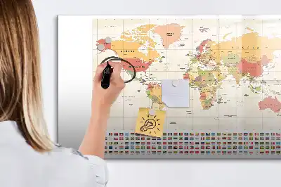 Magnetic marker board world map design
