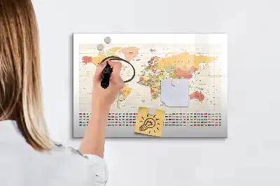 Magnetic marker board world map design