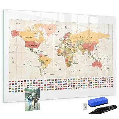 Magnetic marker board world map design