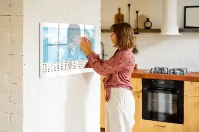 Magnetic glass dry erase board with continent maps