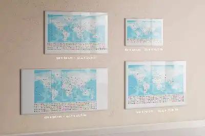Magnetic glass dry erase board with continent maps