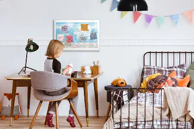 Magnetic glass dry erase board with continent maps
