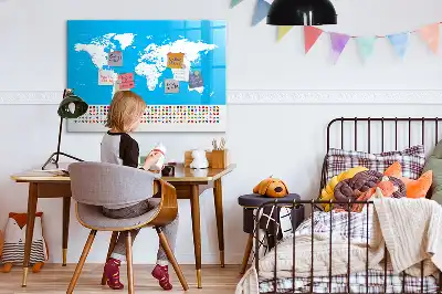 Magnetic glass dry erase board featuring an outline map of countries