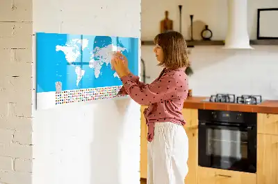 Magnetic glass dry erase board featuring an outline map of countries