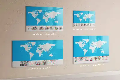 Magnetic glass dry erase board featuring an outline map of countries