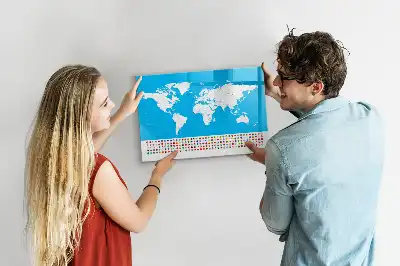 Magnetic glass dry erase board featuring an outline map of countries