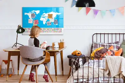 Magnetic glass dry erase board featuring an outline map of countries
