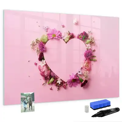 Magnetic marker board heart of flowers design