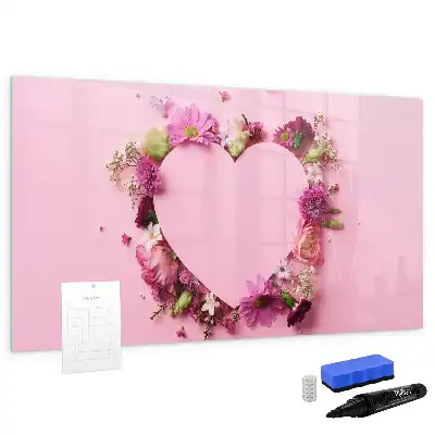 Magnetic marker board heart of flowers design
