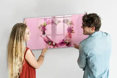Magnetic marker board heart of flowers design