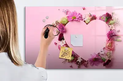 Magnetic marker board heart of flowers design