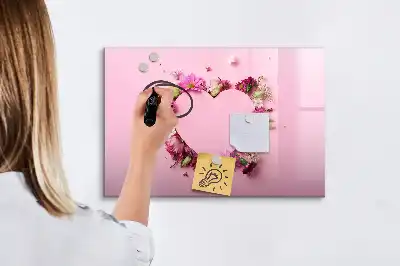 Magnetic marker board heart of flowers design