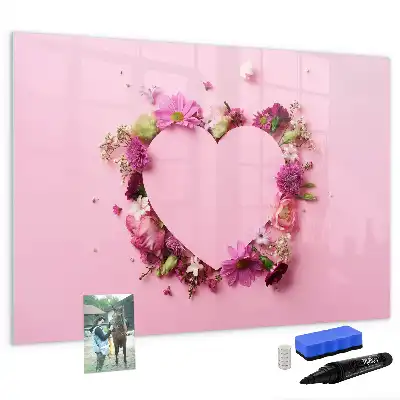 Magnetic marker board heart of flowers design