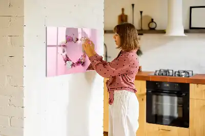 Magnetic marker board heart of flowers design