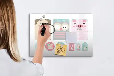 Magnetic marker board happy animals design