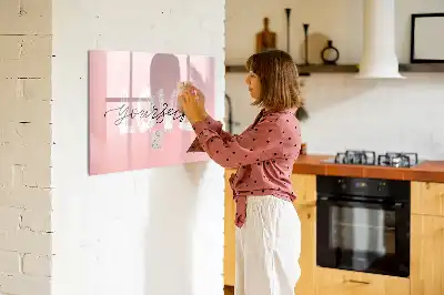 Magnetic glass dry erase board with Love Yourself text
