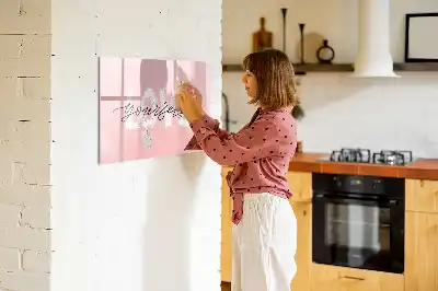 Magnetic glass dry erase board with Love Yourself text