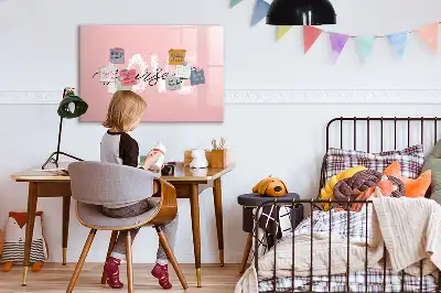 Magnetic glass dry erase board with Love Yourself text