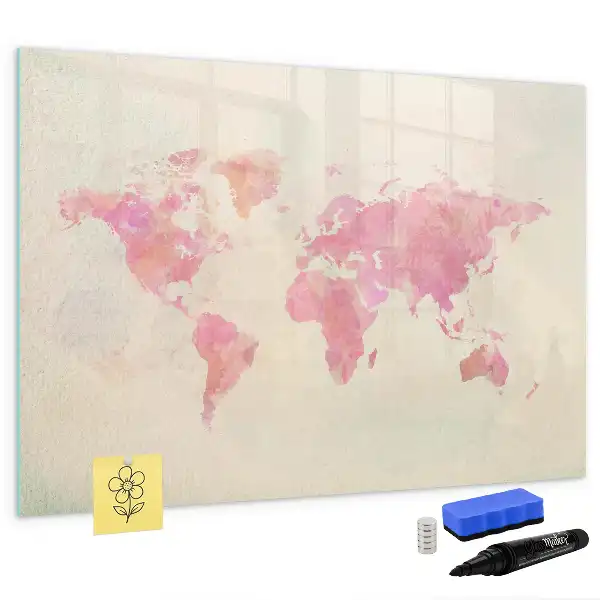 Magnetic marker board watercolor world map design