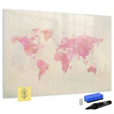 Magnetic marker board watercolor world map design