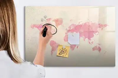 Magnetic marker board watercolor world map design
