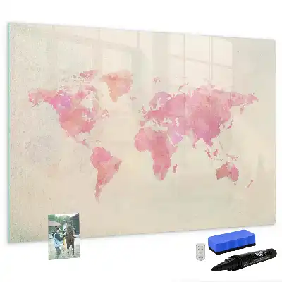 Magnetic marker board watercolor world map design