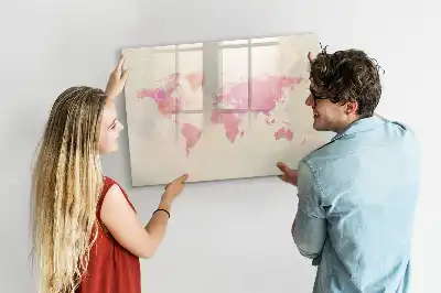 Magnetic marker board watercolor world map design