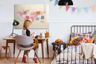 Magnetic marker board watercolor world map design