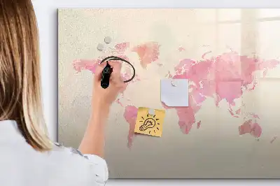 Magnetic marker board watercolor world map design