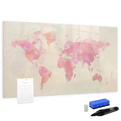 Magnetic marker board watercolor world map design