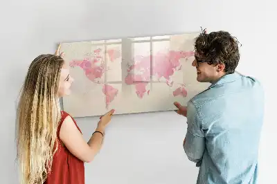 Magnetic marker board watercolor world map design