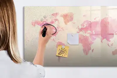 Magnetic marker board watercolor world map design