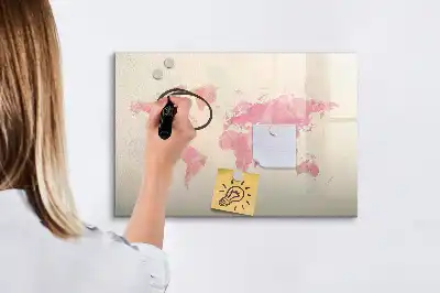 Magnetic marker board watercolor world map design